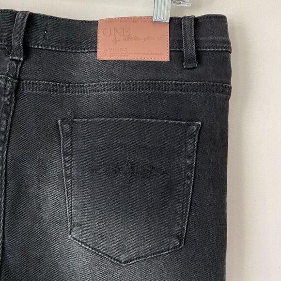 One X One Teaspoon Low Waist Bow Shaped Tapered Leg Jeans Curved Hem Black 32 - Picture 9 of 11